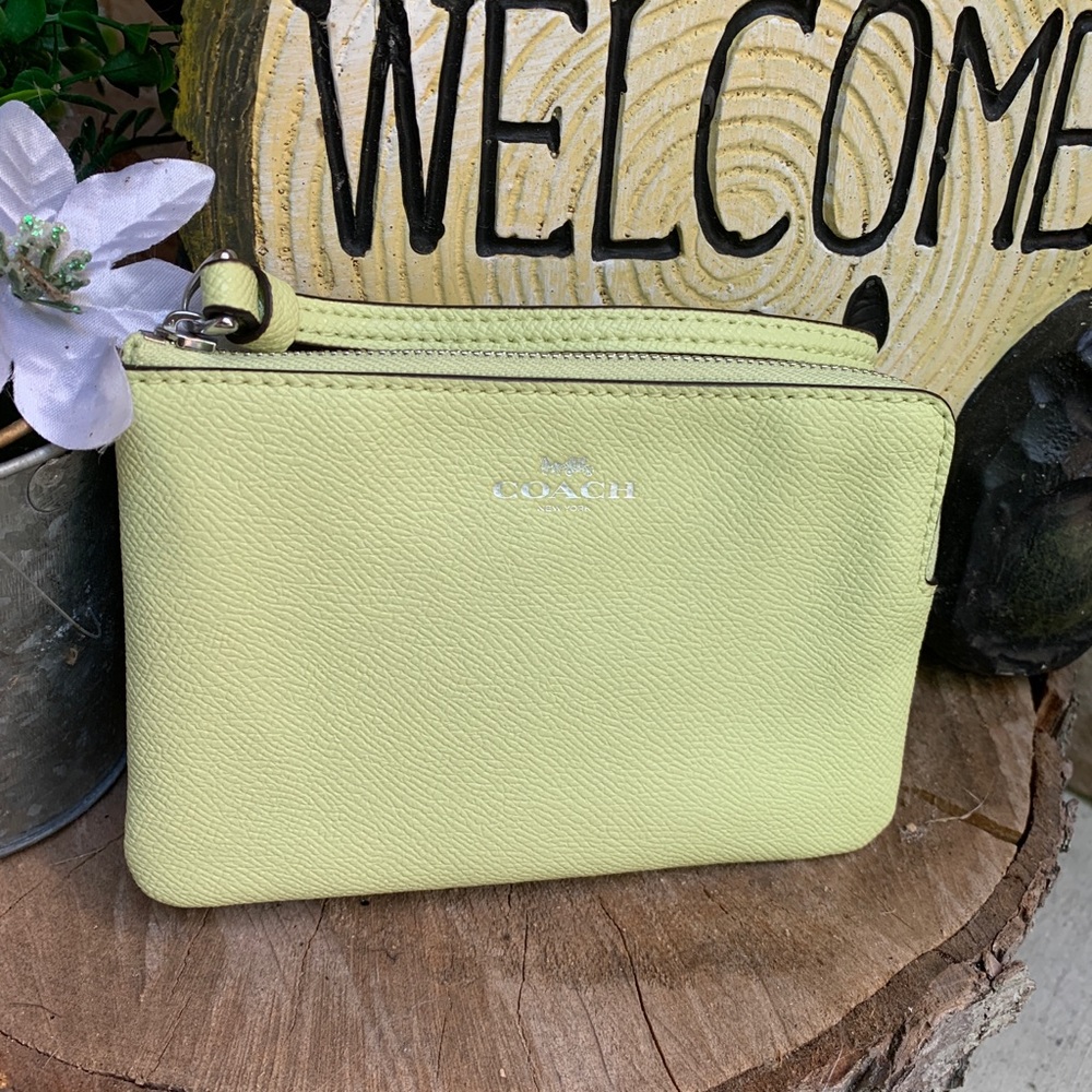 Authentic COACH Coated leather zip top wallet /wristlet